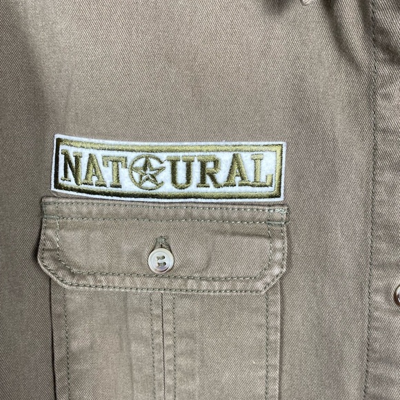 Life in Progress Military Olive Green Button Up Long Sleeve Shirt Size Medium. - Picture 6 of 15